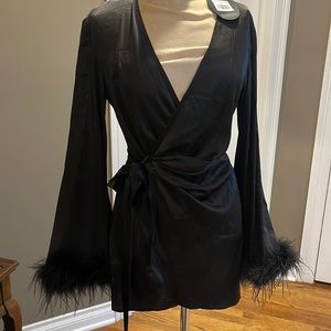 First Pick Wrap Long Sleeve Mini Dress/White Fox Boutique